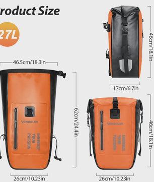 Waterdichte Fietstas 27L - Grote Capaciteit Achterdrager Bagage voor Fiets & E-bike