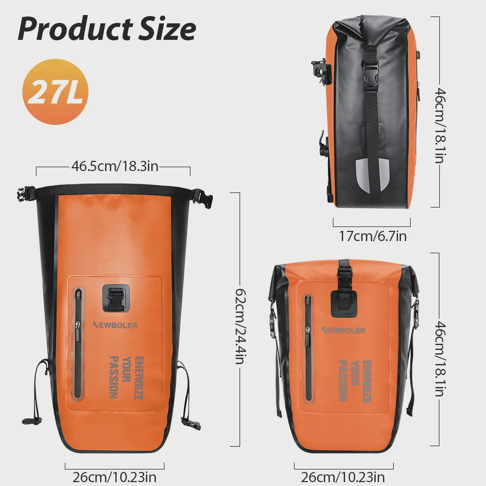 Waterdichte Fietstas 27L - Grote Capaciteit Achterdrager Bagage voor Fiets & E-bike