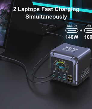 420W GaN Snellader met PD3.1: 140W USB-C Laadstation voor Laptops, Smartphones & Meer