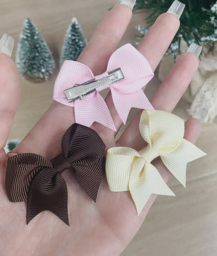Set van 10 Handgemaakte Strikjes Haarclips voor Baby Meisjes - Lint Strikjes Haaraccessoires