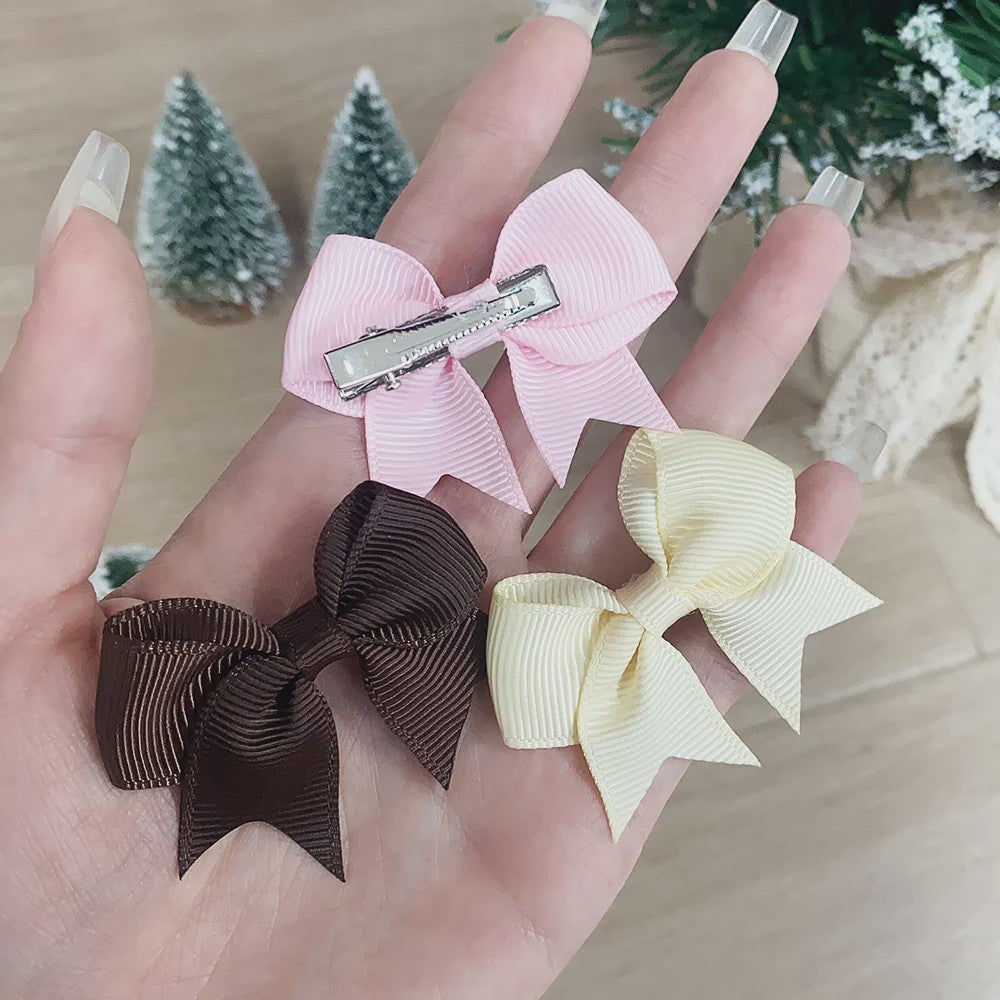 Set van 10 Handgemaakte Strikjes Haarclips voor Baby Meisjes - Lint Strikjes Haaraccessoires