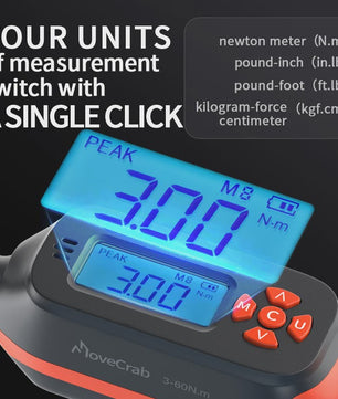 Digitale Momentsleutel MOVECRAB 1-340 Nm met LED/Zoemer Alarm & Hoge Precisie