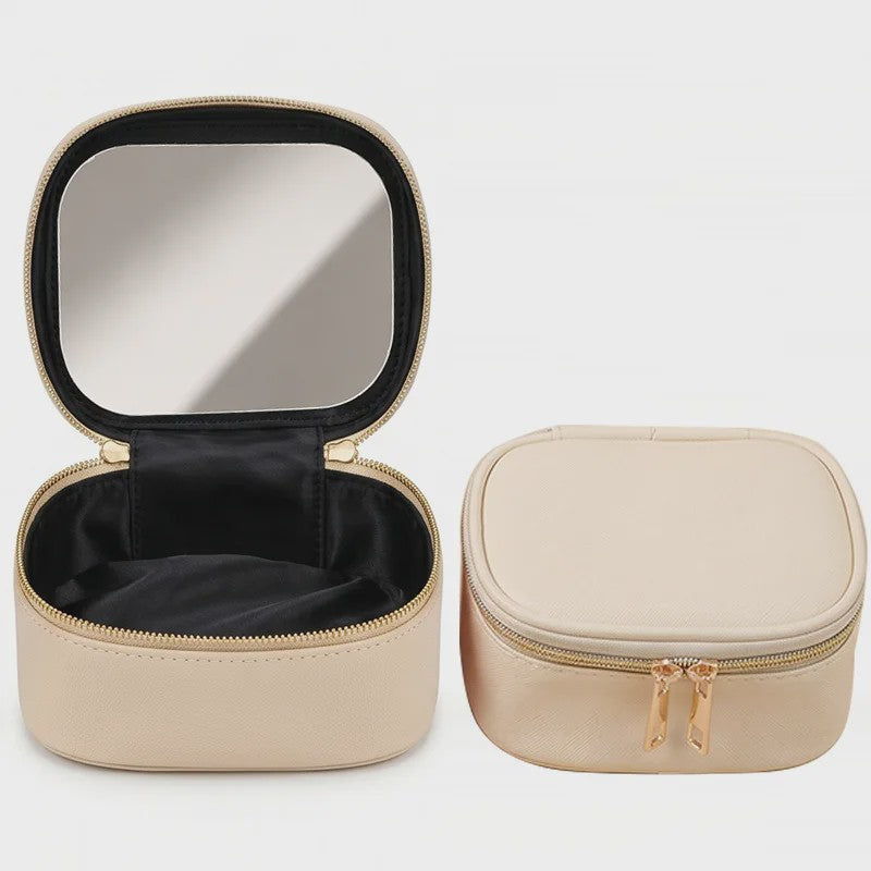 Draagbare Make-up Tas met Spiegel - Waterdicht & Compact