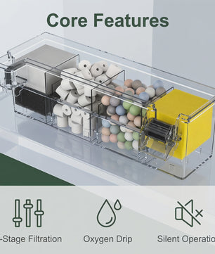 Transparante Acryl Hangfilter met Meerfasen Filtratie & Waterval Uitlaat - Compact & Ruimtebesparend