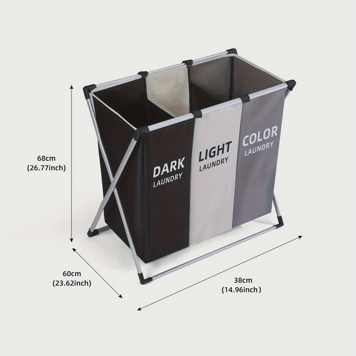 Grote 3-vaks Wasmand Organizer - Sorteer Donker, Licht en Kleur Wasgoed