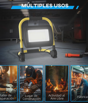 Homcom LED Werkspot 4250 Lumen IP65 Weerbestendig Draagbaar Geel