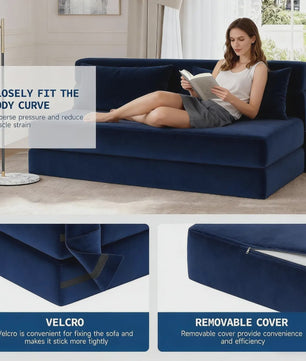2-in-1 Fluweel Slaapbank - Comfortabele 2-zits Bank met Afneembare Hoes