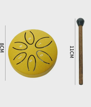 Mini Stalen Tongtrommel (6 Tonen) - Ethereal Hand Drum met Stokken - 3 Inch