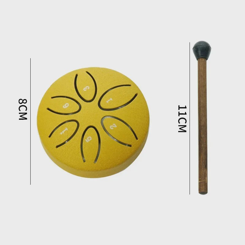 Mini Stalen Tongtrommel (6 Tonen) - Ethereal Hand Drum met Stokken - 3 Inch