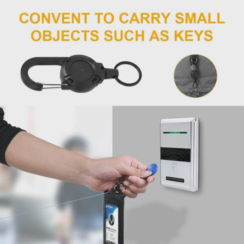 Robuuste Intrekbare Sleutelhanger met Karabijnhaak - Ideaal voor ID-badges, Sleutels & Outdoor