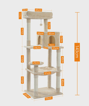Grote Kattenboom met 5 Niveaus, Hangmat en Krabpalen voor Grote Katten