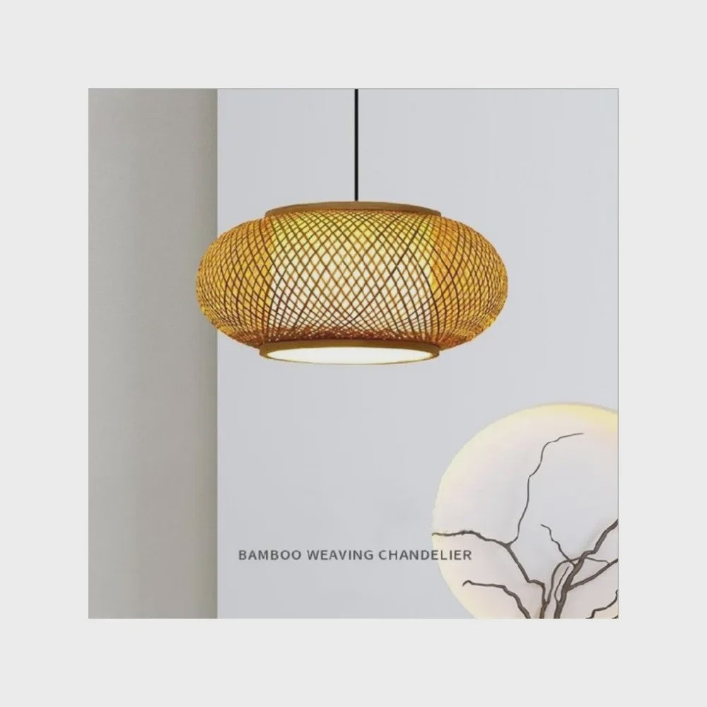 Bamboe Hanglamp Natuurlijk Rotan - Handgeweven, E27 Fitting, 40/50/60cm - Sfeervolle Verlichting voor Woonkamer, Café & Restaurant