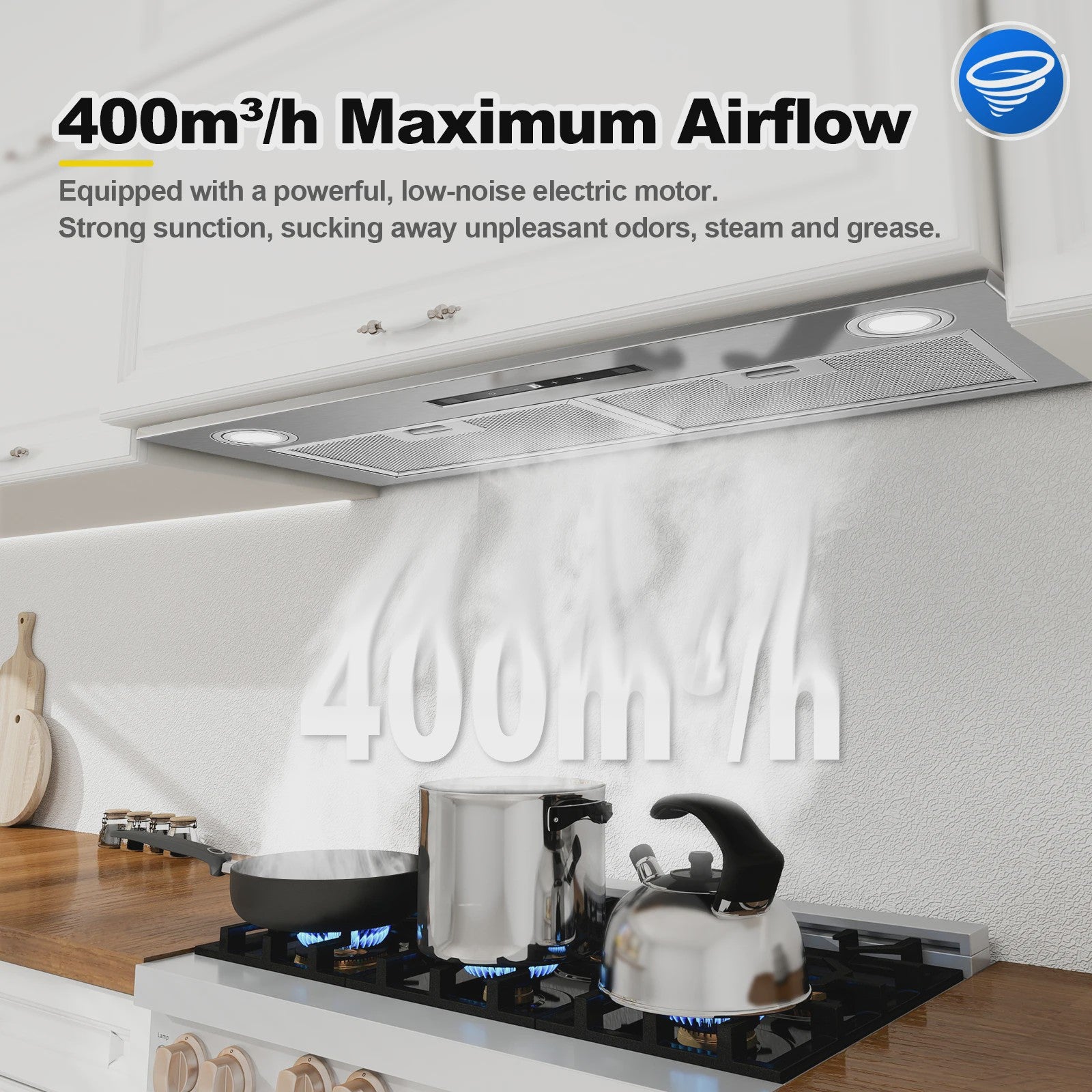 KICHPOWER 72cm Inbouw Afzuigkap met Gebarenbediening & Booster Functie