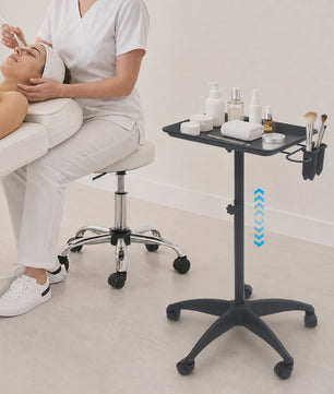 Verstelbare Salon Trolley met Wielen - Zwarte Werkwagen voor Kappers en Barbers