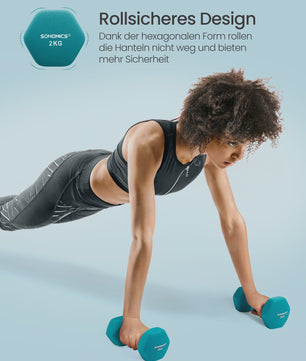 Songmics Halterset 6 Delig met Standaard - 1, 2, 3 Kg - Antislip Hexagonaal