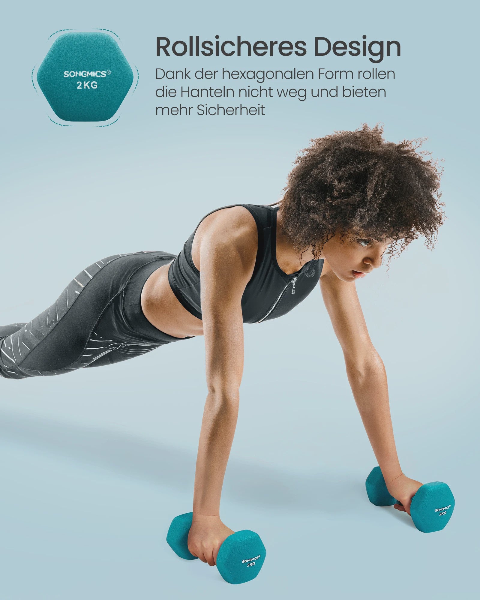 Songmics Halterset 6 Delig met Standaard - 1, 2, 3 Kg - Antislip Hexagonaal