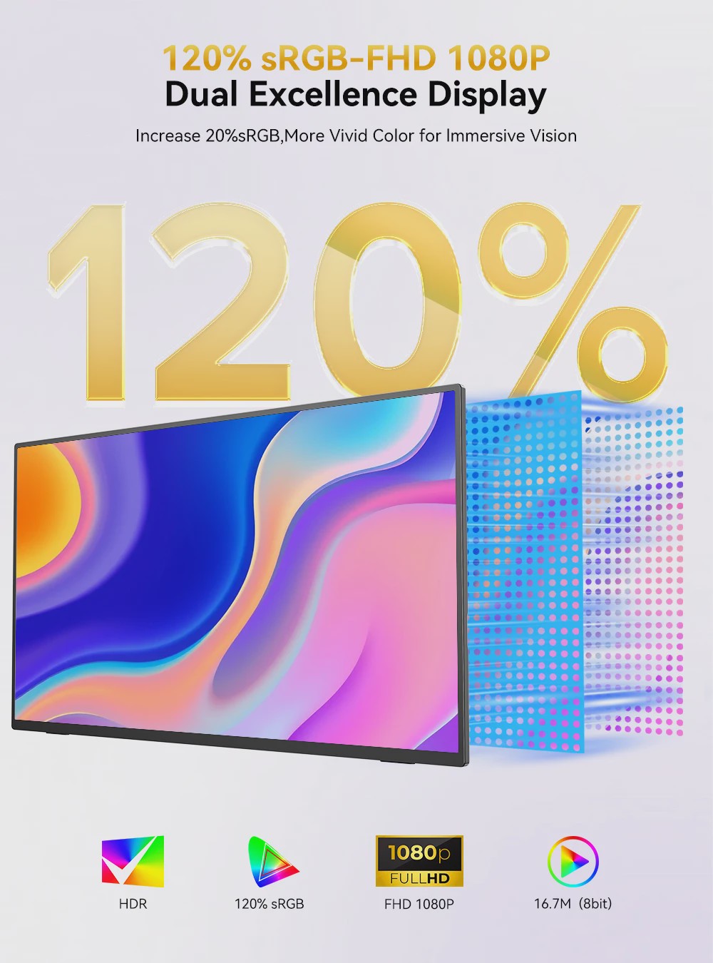 Uperfect 21.4" Draagbare Monitor - 1080P FHD, 100Hz, IPS Scherm, Ideaal voor Gaming & Laptops