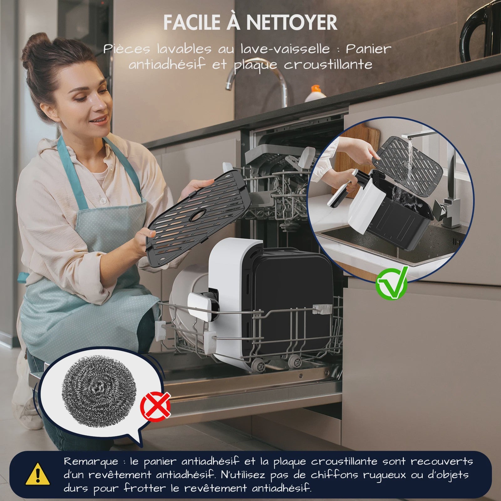 DEIME Compacte Airfryer 2.5L - Olievrij, Digitaal Touchscreen, Vaatwasmachinebestendig
