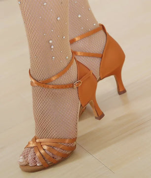 Dames Strass Visnet Panty voor Ballroom & Latin Dans - Glanzend en Elastisch