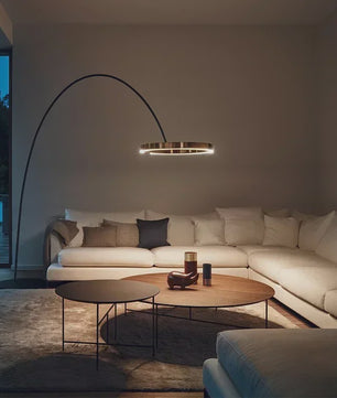 Moderne Gouden Ring Vloerlamp - Minimalistisch Design, Luxe Verlichting voor Woonkamer