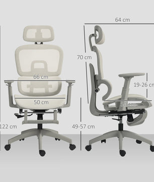 Ergonomische Bureaustoel Beige Mesh met Verstelbare Hoofdsteun en 3D Armleuningen