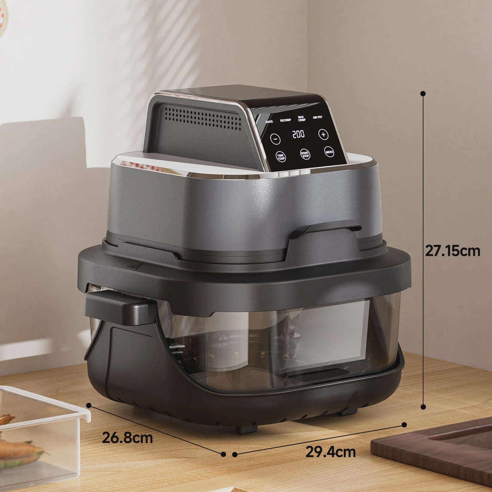 GTPLAYER Airfryer 4L met Glazen Venster - Multifunctioneel en Compact