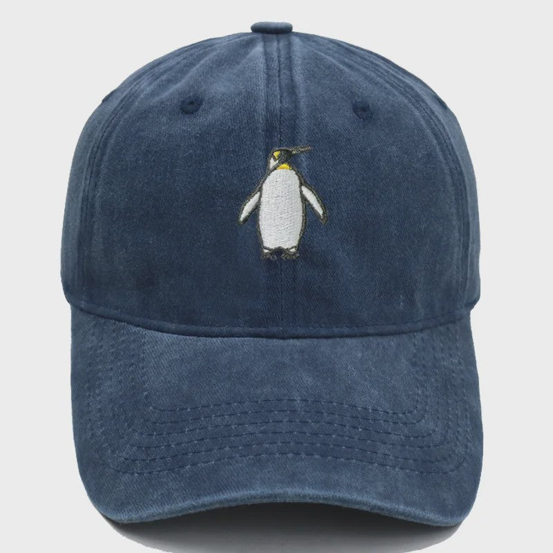 Vintage Pinguïn Cap - Unisex Baseballpet met Gebogen Vizier