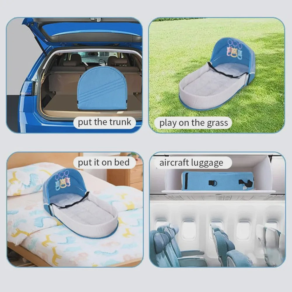 Draagbaar Babybedje met Klamboe en Comfortabel Matras - Anti-druk & Opvouwbaar