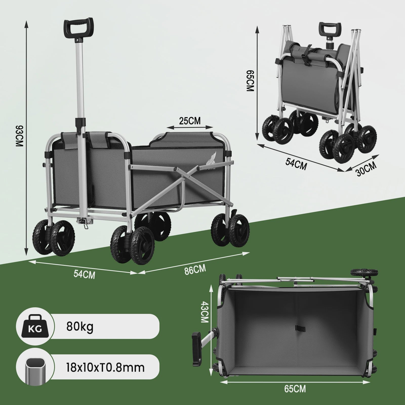 WOLTU Transportkar met Remmen - Opvouwbare Steekwagen voor Tuin, Camping & Strand