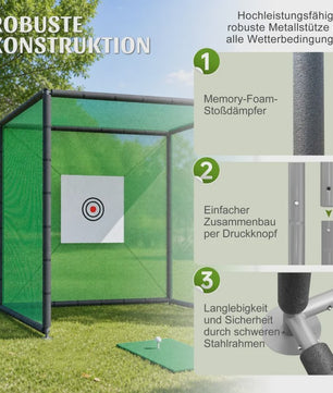 Golf Oefennet 300x300x300 cm met Mat, Balstand en Stalen Frame