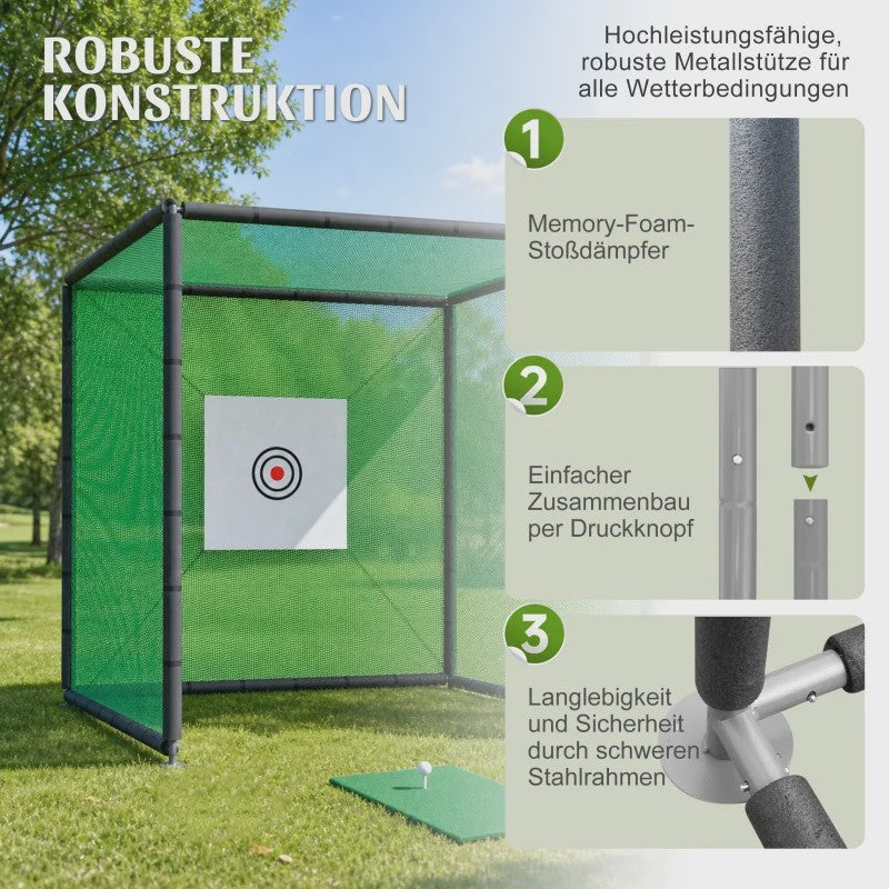 Golf Oefennet 300x300x300 cm met Mat, Balstand en Stalen Frame