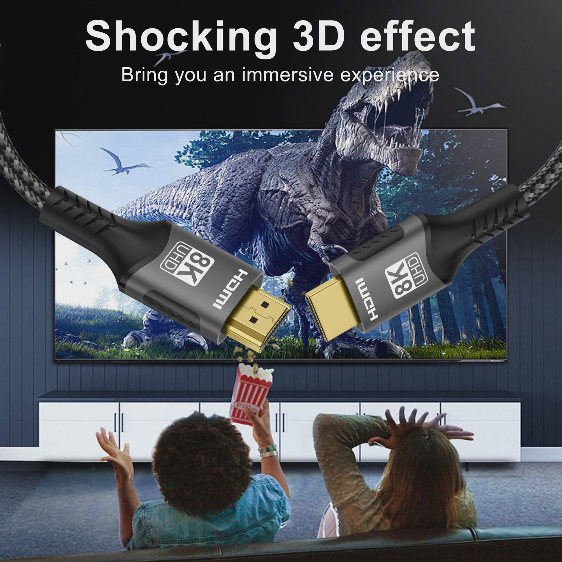 8K HDMI 2.1 Kabel - Ultra High Speed 48Gbps, 4K@120Hz, HDR voor PS5, PC, TV