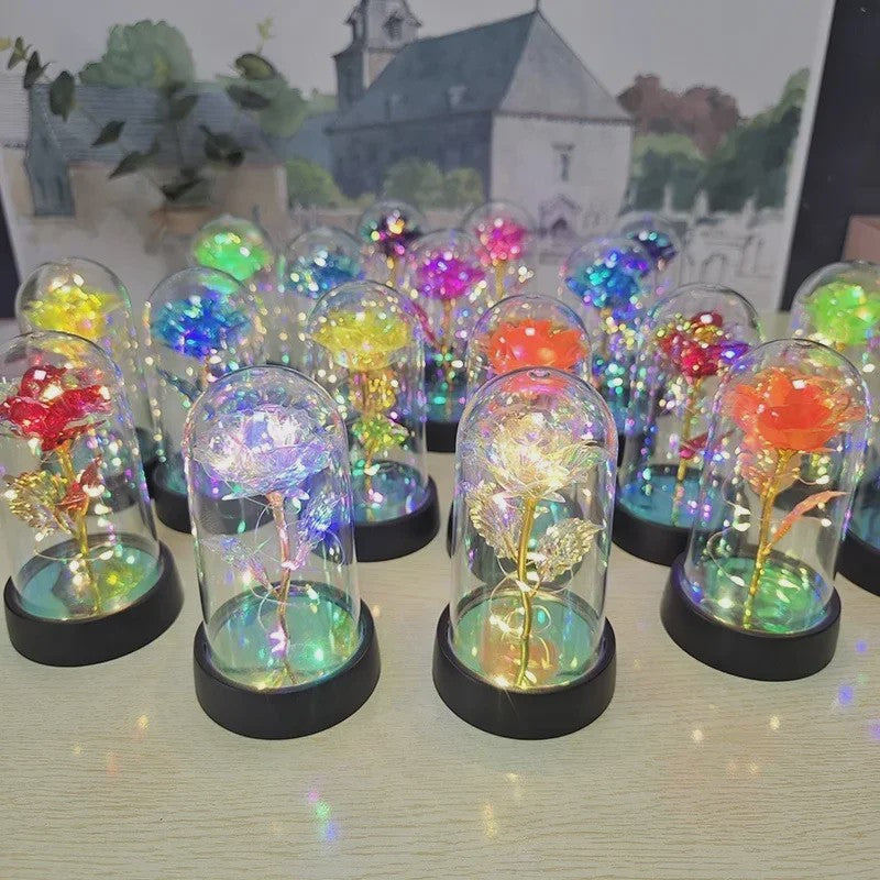 Eeuwige Roos met LED Licht - Magische Folie Bloem voor Valentijn, Kerst & Decoratie