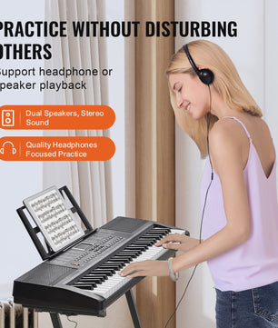 Digitale Keyboard Piano 61 Toetsen - Draagbaar, 200 Tones & 200 Rhythms - Ideaal voor Beginners