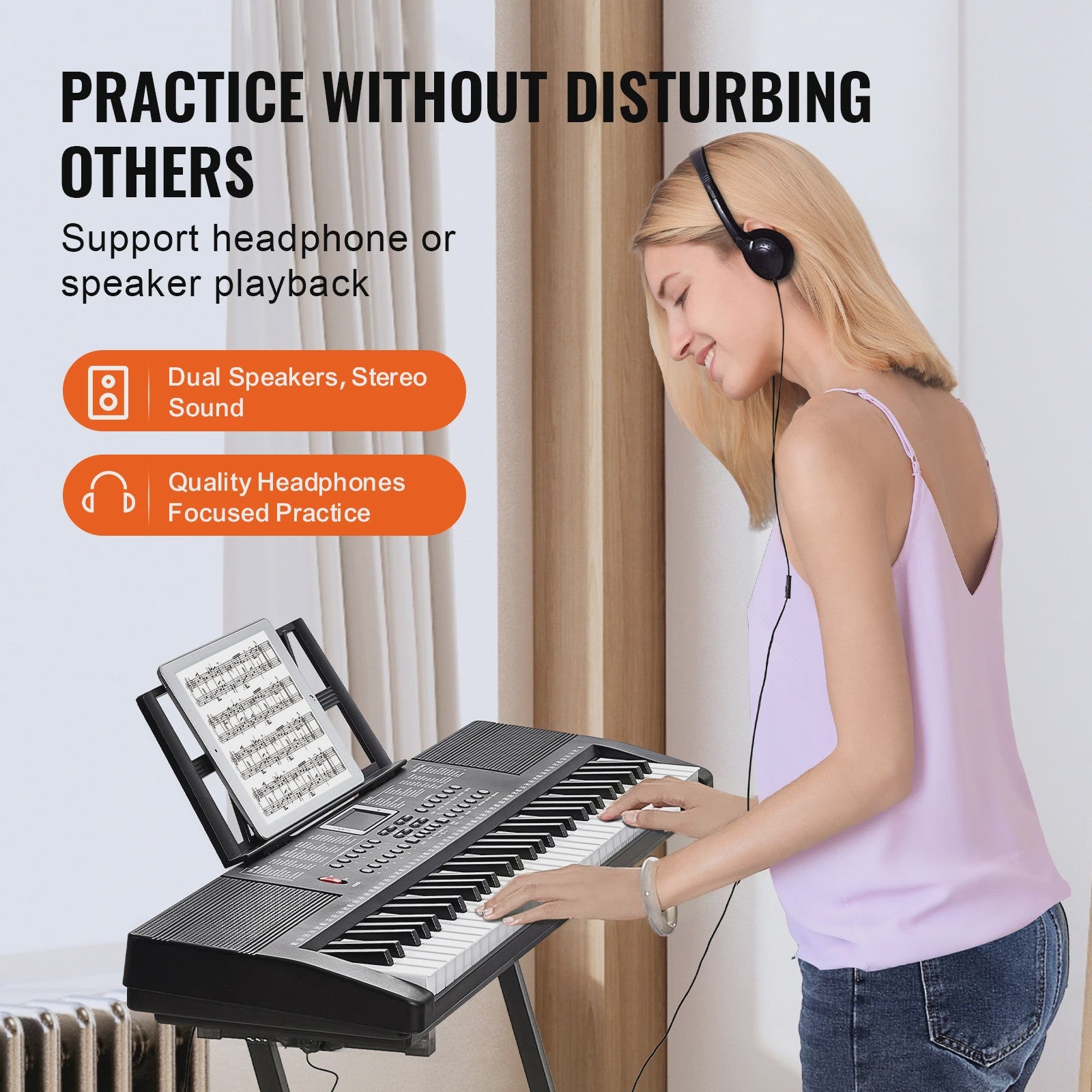 Digitale Keyboard Piano 61 Toetsen - Draagbaar, 200 Tones & 200 Rhythms - Ideaal voor Beginners