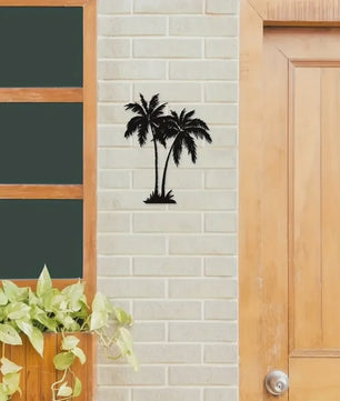 Tropische Palmboom Metaal Wanddecoratie - Buiten & Binnen - Strandhuis Stijl