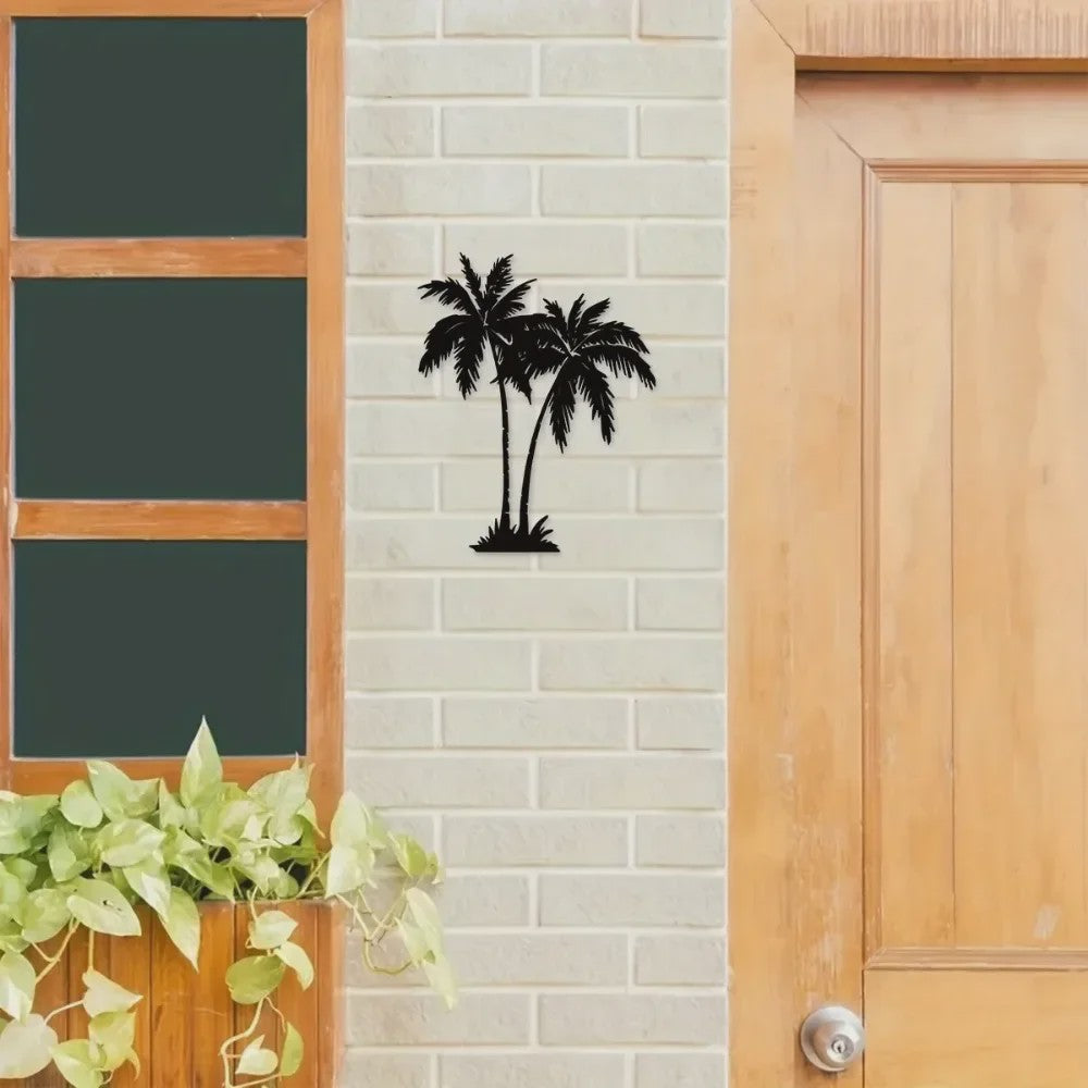 Tropische Palmboom Metaal Wanddecoratie - Buiten & Binnen - Strandhuis Stijl