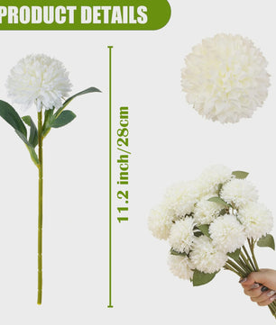 Kunstboeket Chrysant Ballen - 12 stuks