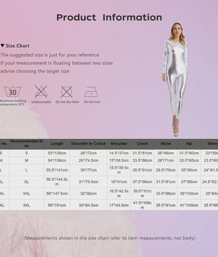 Glanzende Metallic Jumpsuit Dames - Lange Mouw Bodysuit voor Feest, Rave & Festival