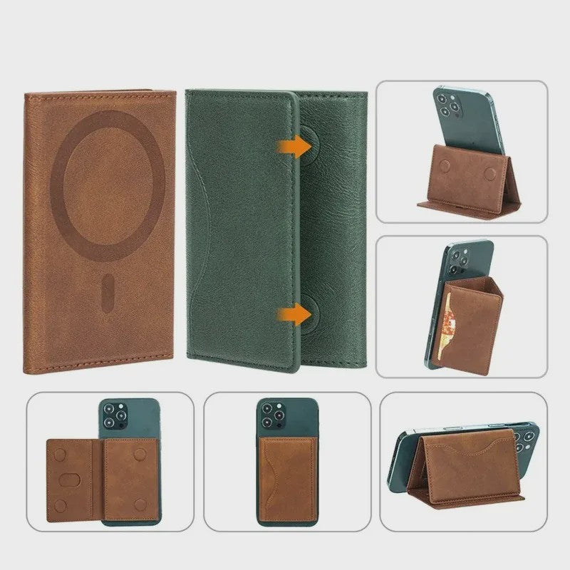Magnetische Lederen Kaarthouder Wallet voor iPhone 16/15 Serie - Magsafe Compatibel