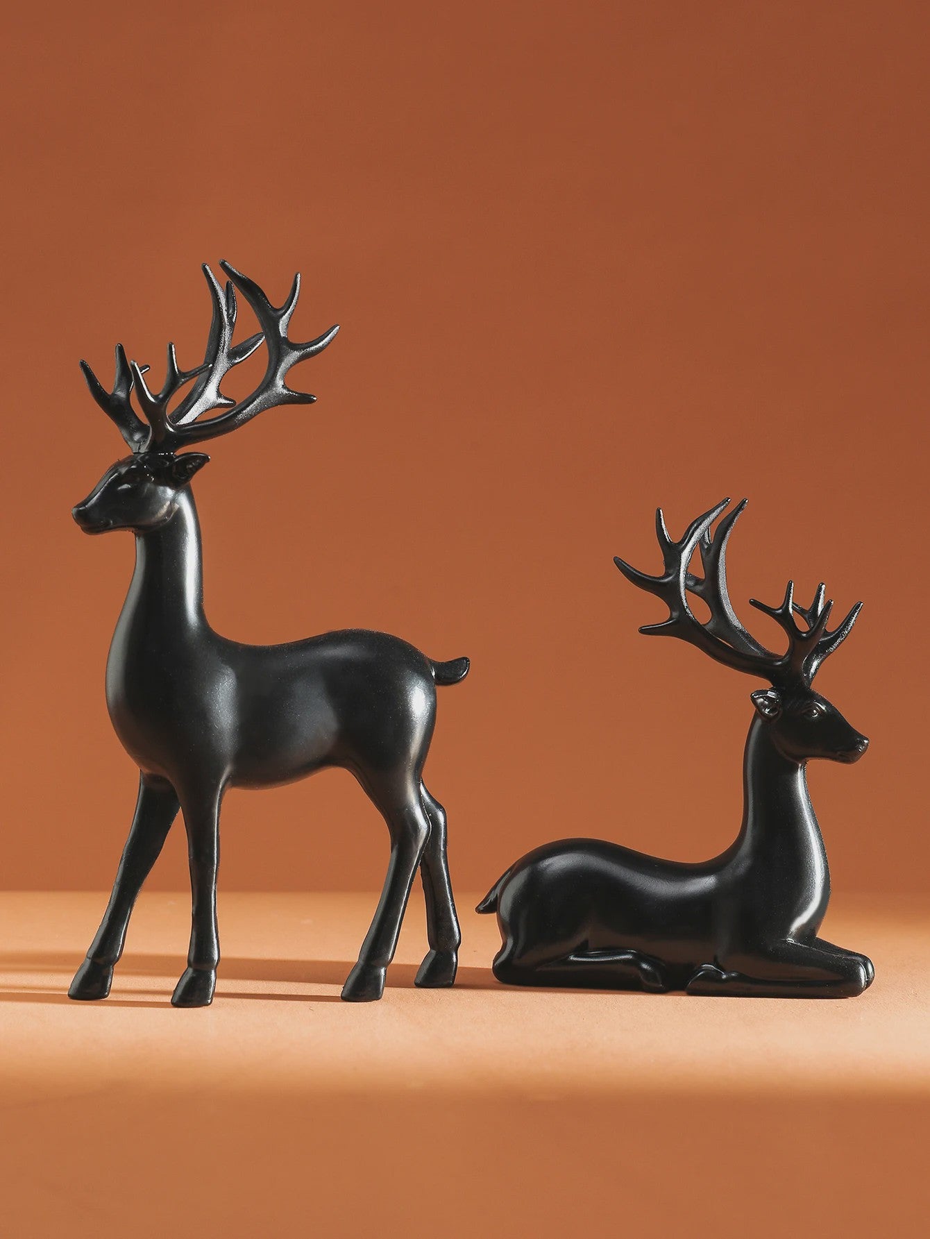 Set van 2 Kerst Herten Decoratie Beeldjes - Rustiek Tafeldecoratie