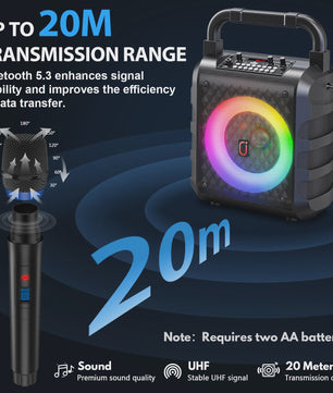 T18 Draagbare Bluetooth Speaker met Microfoon, LED Licht & Karaoke Functie