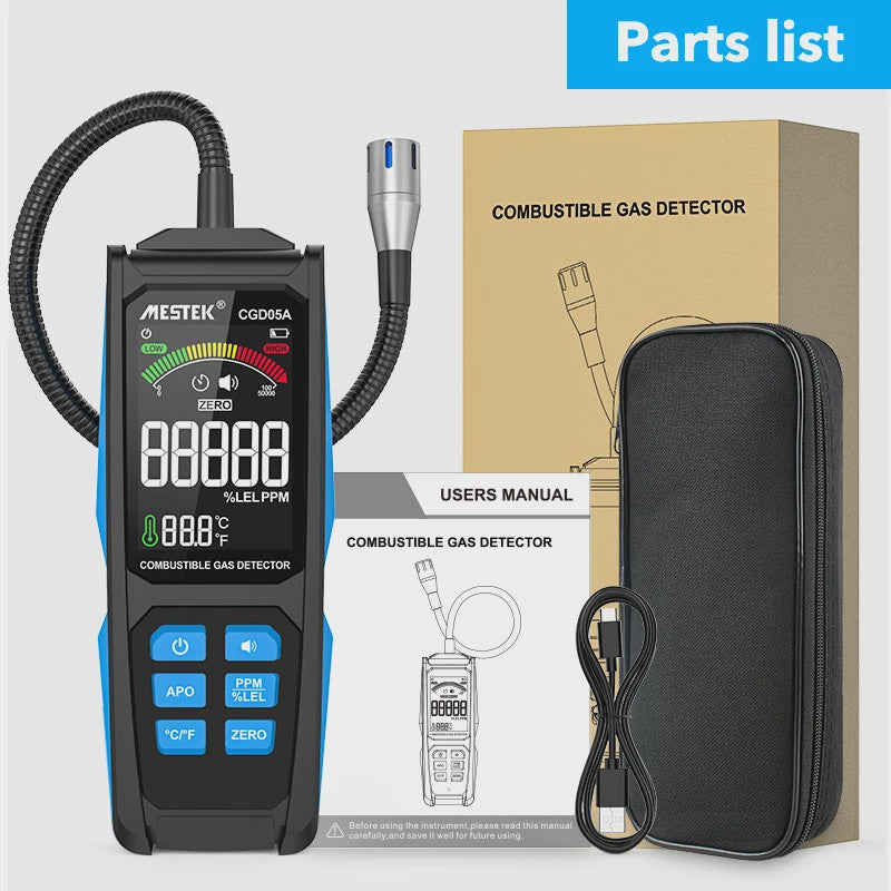 Professionele Gasdetector - Methaan, LPG & Combustibele Gassen - 50000 PPM / 100%LEL - CE Gecertificeerd