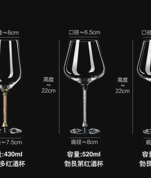 Luxe Kristallen Wijnglas Set - Elegant Glas voor Rode Wijn & Champagne (520ml)