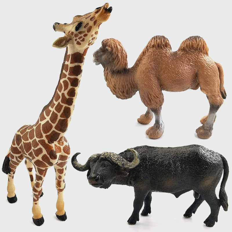 Set Dierenfiguren: Panda, Hert, Nijlpaard, Neushoorn, IJsbeer, Giraf, Kameel & Zebra - Decoratie Beeldjes