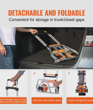 Opvouwbare Transportkar met Telescopische Handgreep en Spanband - Max 140 kg