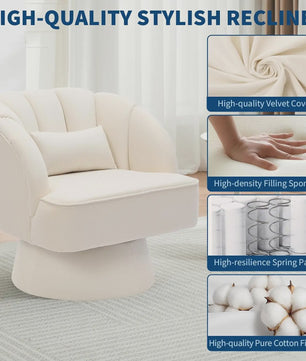 Draaibare Fluweel Lounge Fauteuil met 360° Rotatie - Comfortabele Leesstoel