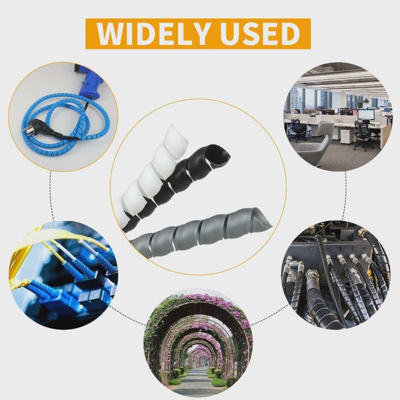 Flexibele Kabel Beschermhoes - Spiralen Kabelgoot voor Kabelmanagement (Zwart/Wit, 8-20mm)