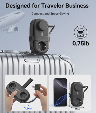 ORICO GaN 65W Power Strip: 2x AC, 2x USB-A, 1x USB-C - Snel Laden voor Thuis & Reizen