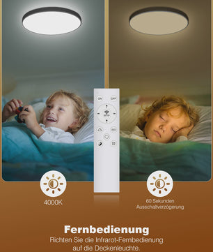 Slimme Plafondlamp LED RGB 24W Dimbare Rond Zwart 30cm met Afstandsbediening & App Bediening